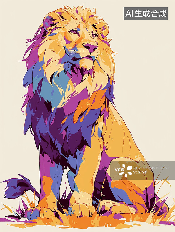 【AI数字艺术】狮子动物厚涂插画图片素材