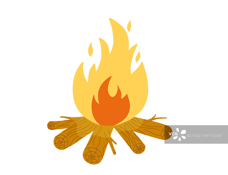 卡通篝火和木柴露营图片素材