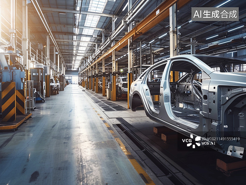 【AI数字艺术】新型汽车组装车间图片素材