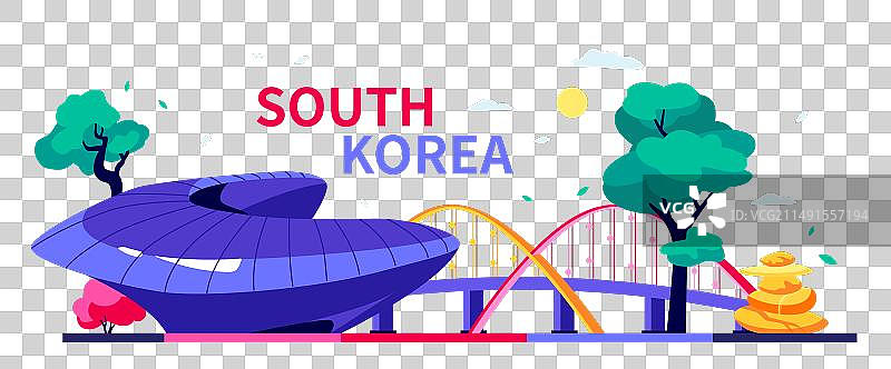 现代彩色韩国景点图片素材