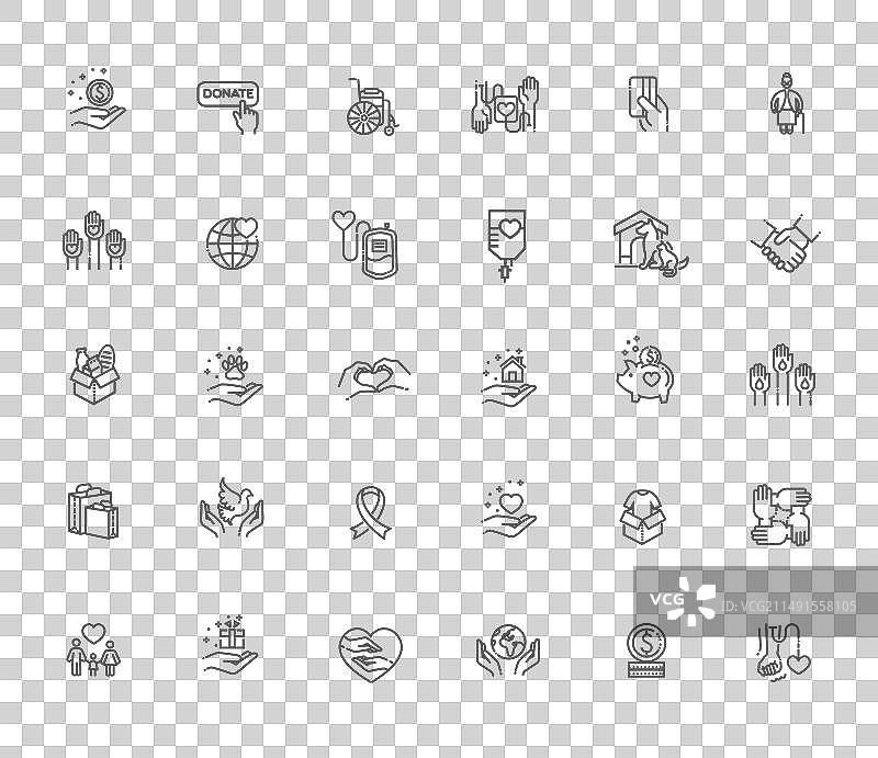 慈善捐赠和志愿者图标集图片素材