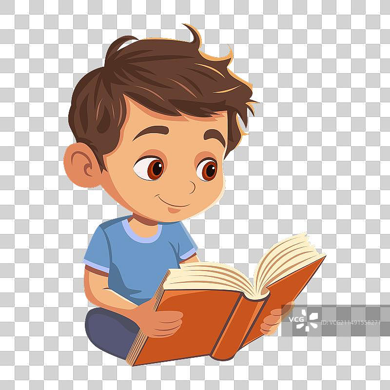 专心看书的小男孩图片素材
