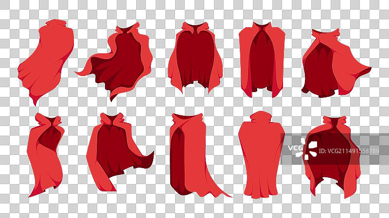 卡通红色斗篷扁平漫画披肩面料图片素材