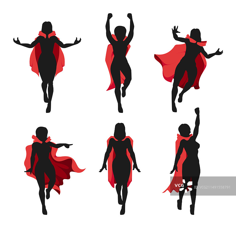 红色披风卡通女超级英雄图片素材