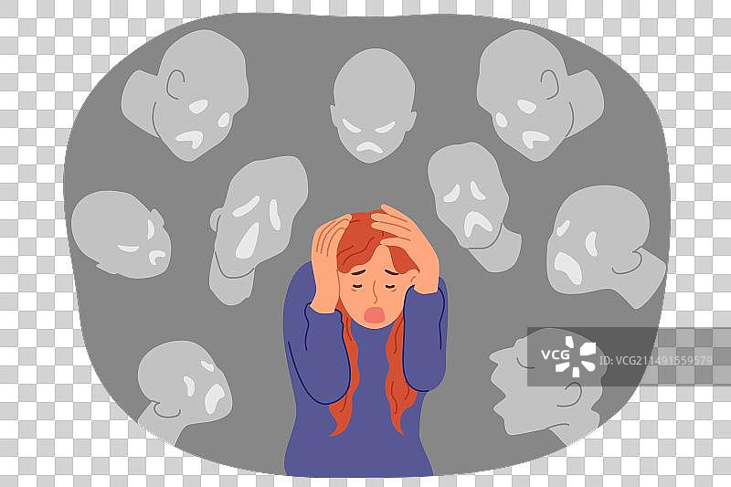 女孩因幻觉而惊恐发作图片素材