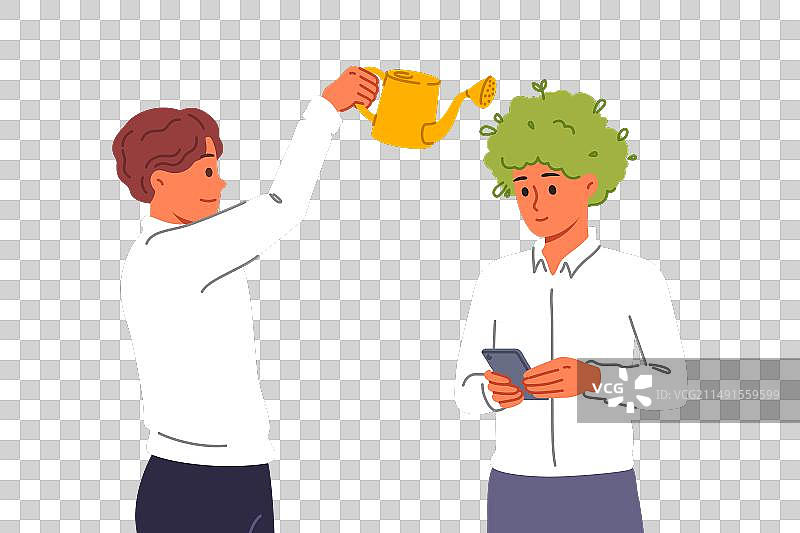 经理给员工浇水图片素材