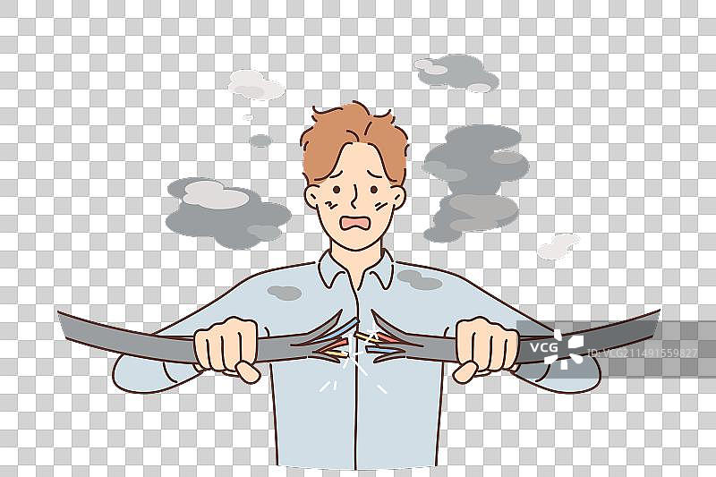 受到电击的焦虑商人图片素材
