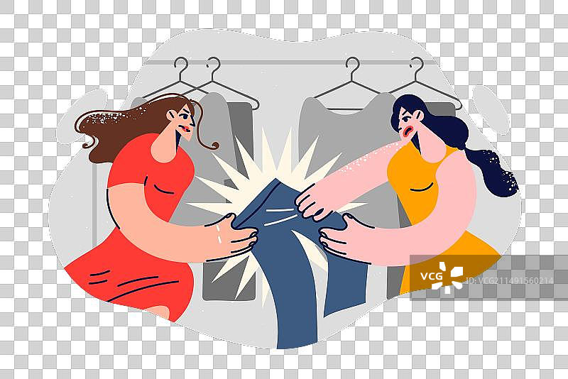 时尚精品店里为新裤子争吵的女人图片素材