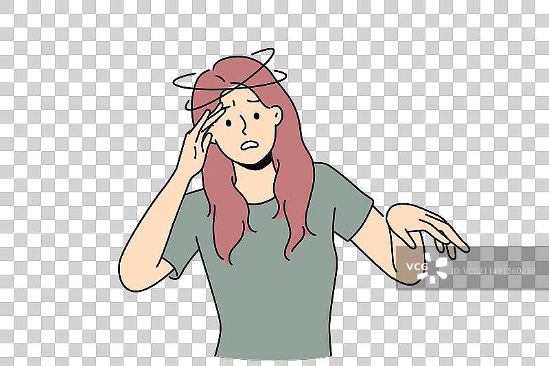 感到头晕的身体不适的女人图片素材