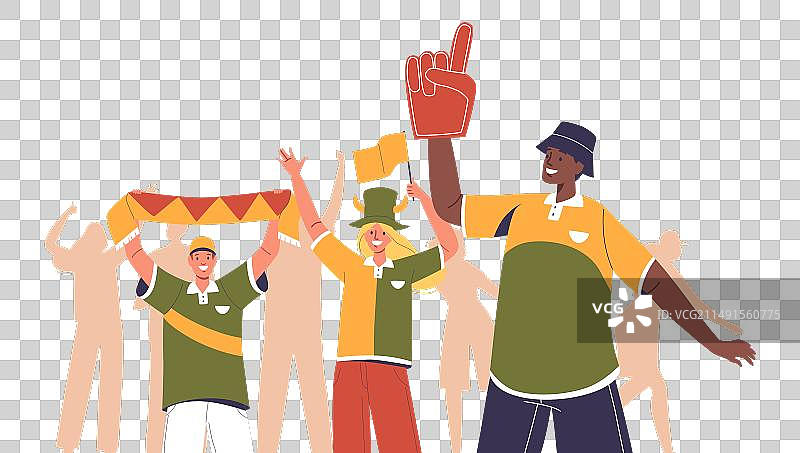 快乐的男女粉丝角色穿着图片素材