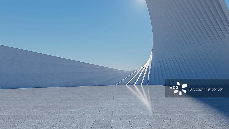 3D现代城市建筑及广场空地背景图图片素材