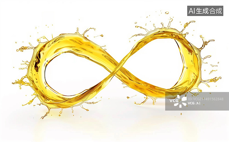 【AI数字艺术】橄榄油或机油飞溅，莫比乌斯隔离在白色背景图片素材