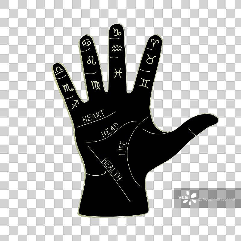 手掌上的十二星座符号图片素材