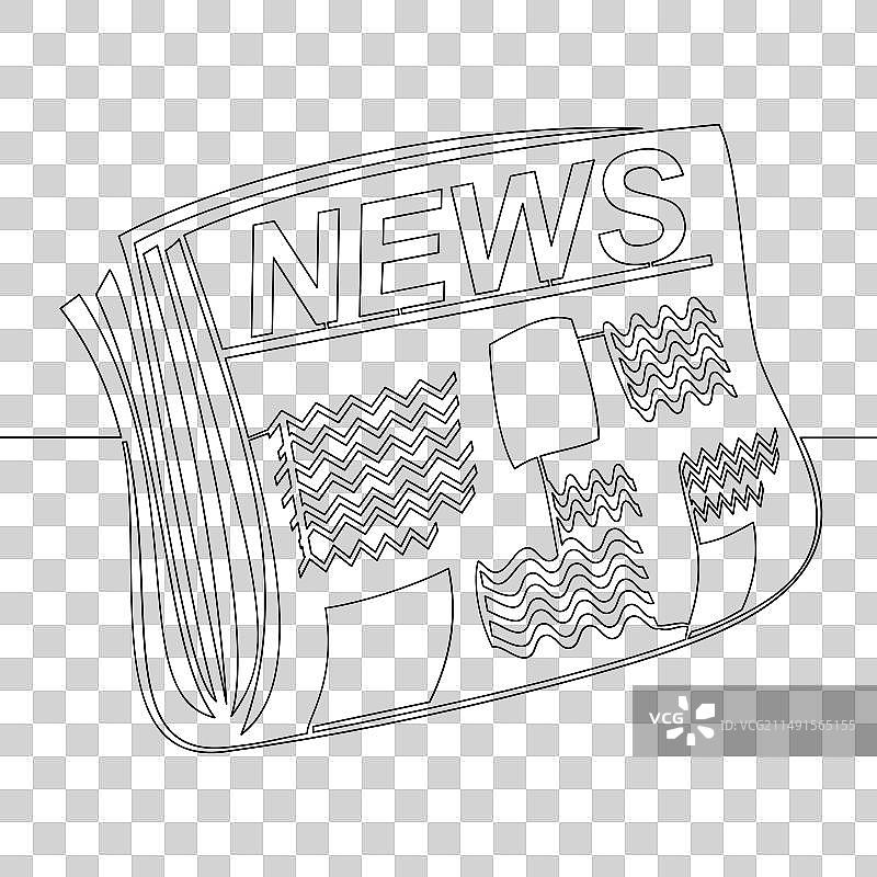报纸概念连续线条画图片素材