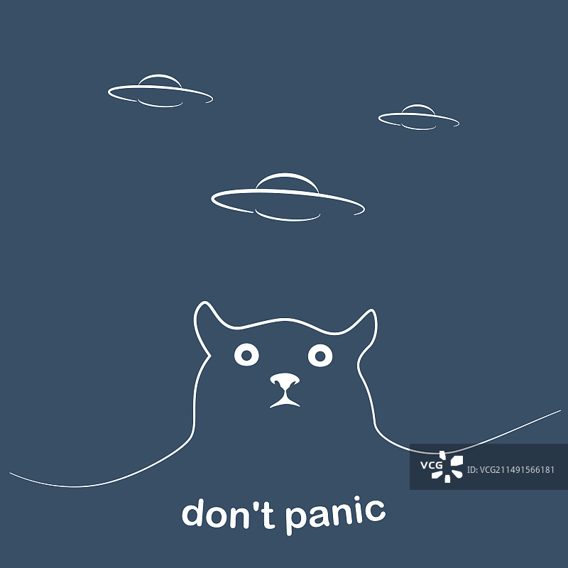 惊恐的猫和不明飞行物图片素材