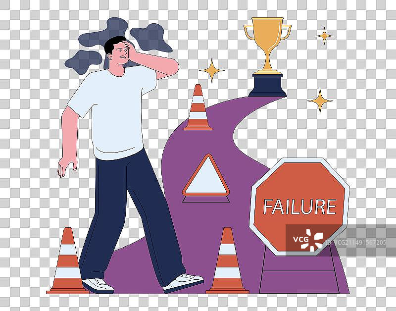 害怕失败，缺乏安全感的焦虑男人困境图片素材