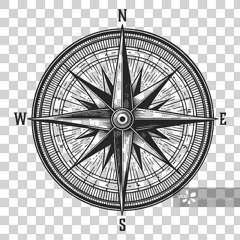 航海风向玫瑰罗盘雕刻图片素材