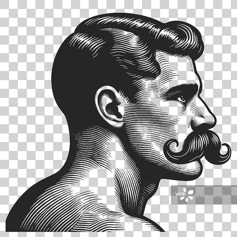老式绅士胡须素描图片素材