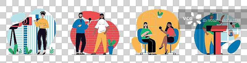 新闻业概念扁平场景图片素材