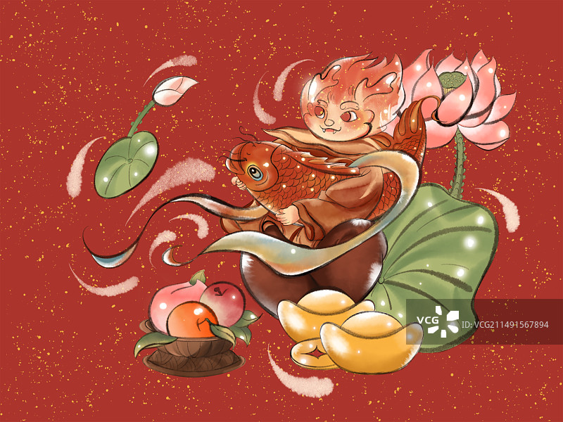 古风商插 连年有余图片素材