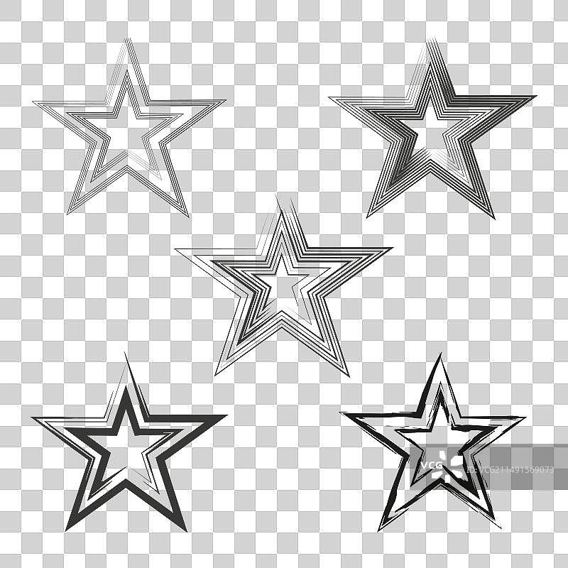 分层星星图标集合，多重轮廓星星图片素材