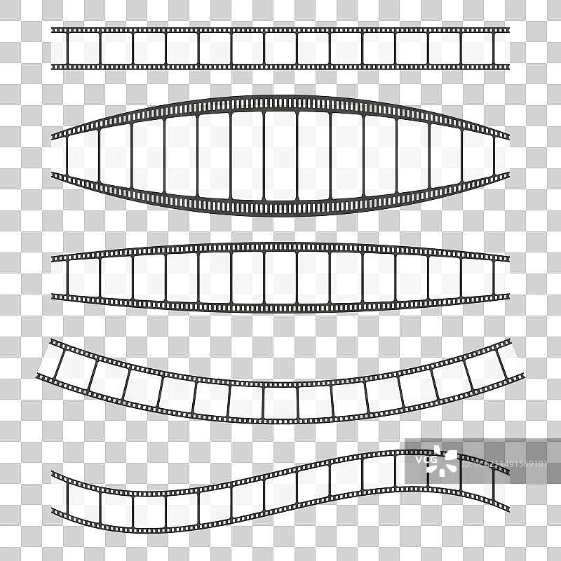 不同曲率的胶卷合集图片素材