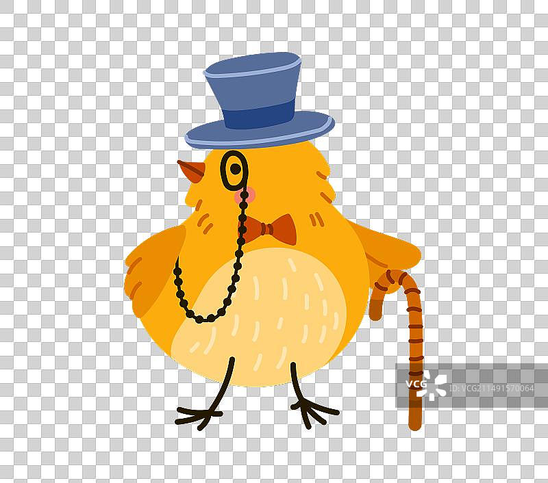戴着高顶礼帽和领带的可爱小鸡绅士图片素材