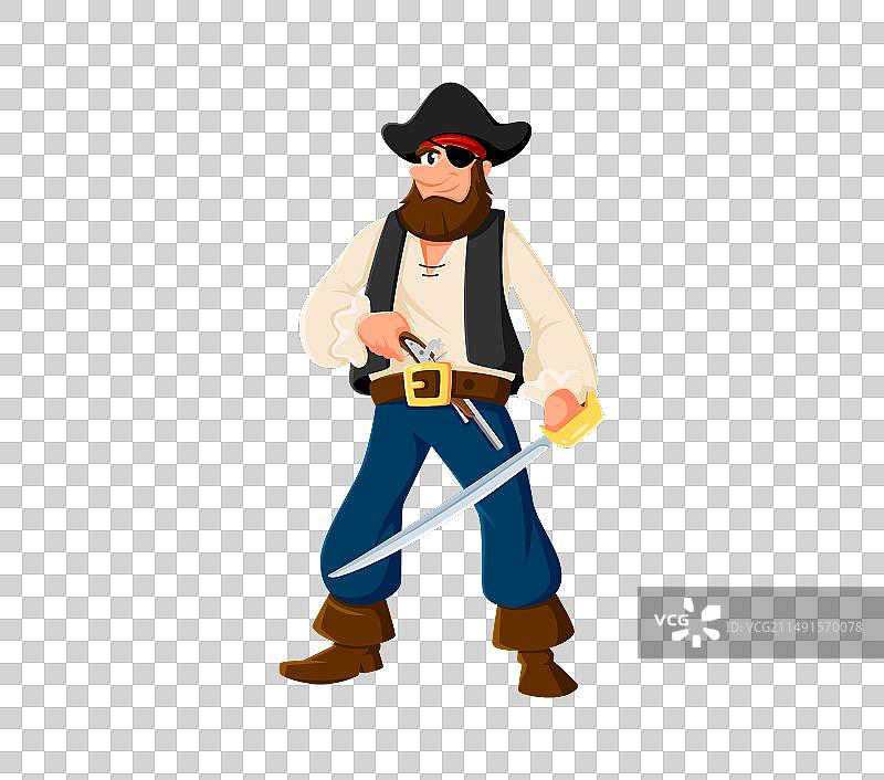戴三角帽的卡通海盗水手图片素材