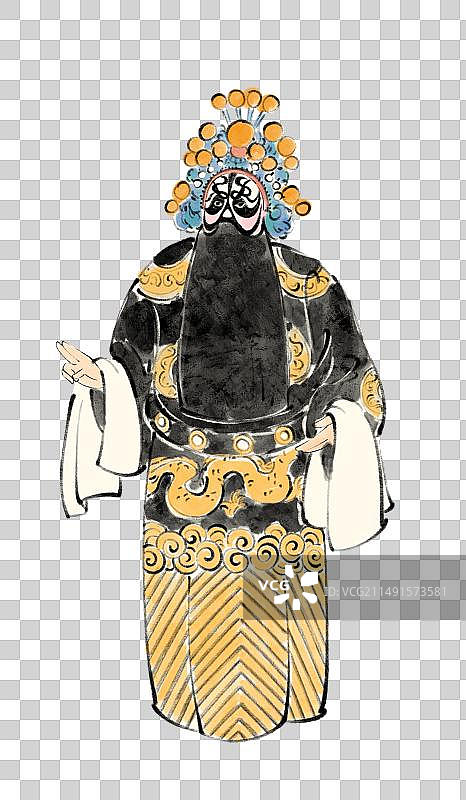 手绘国风传统戏曲京剧净角花脸人物插画图片素材