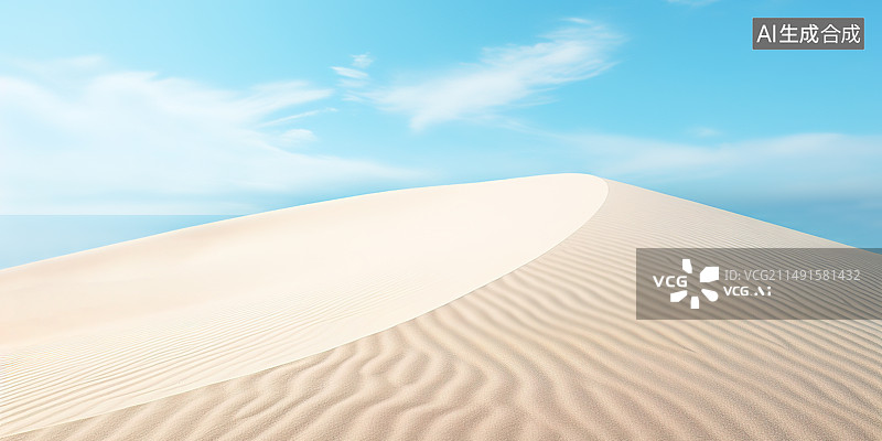 【AI数字艺术】蓝天白云背景下的白色沙漠图片素材