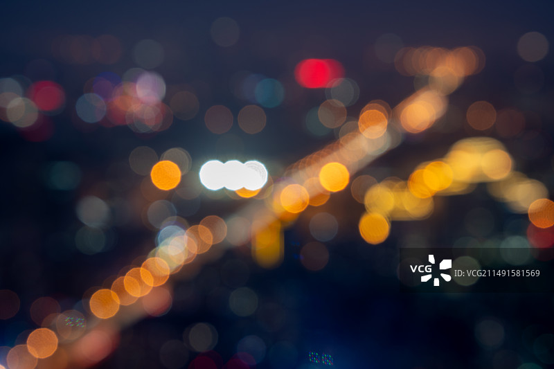 城市夜景灯光彩色梦幻光斑都市风光多色的色彩鲜艳城市建筑图片素材