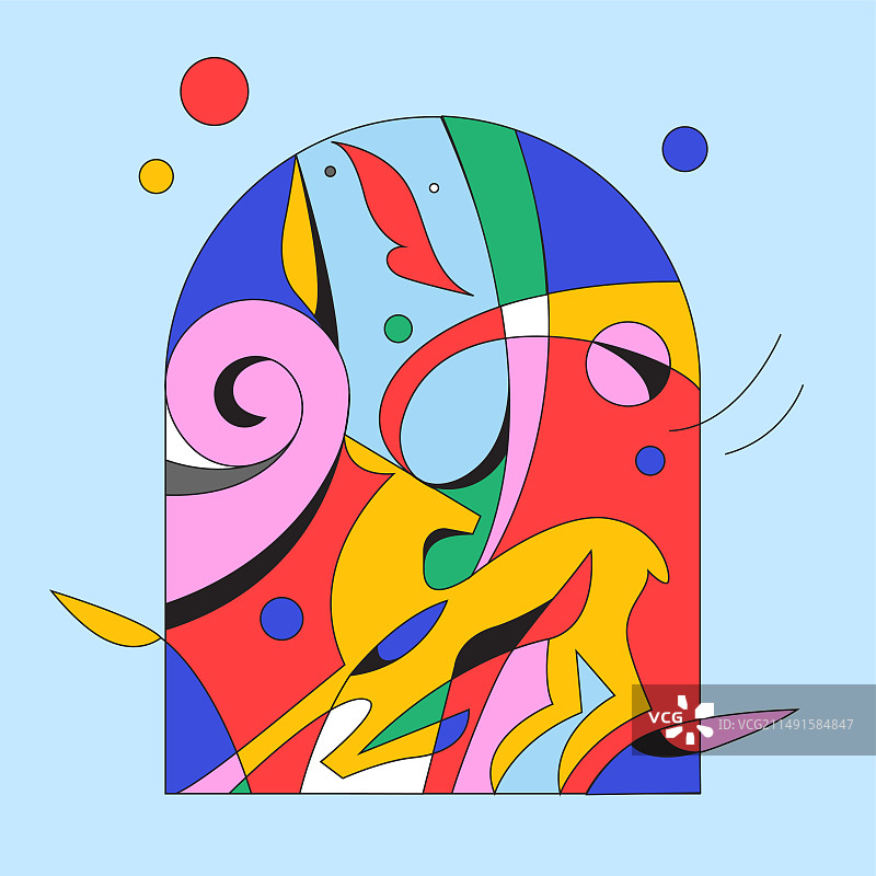 同捉九色鹿插画图片素材