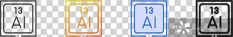 蓝色渐变铝制线性图标图片素材
