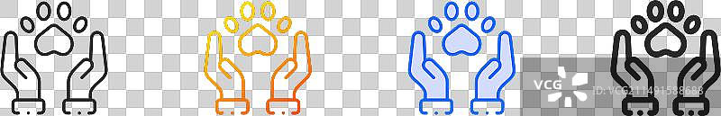 动物护理线性渐变蓝色描边图标图片素材