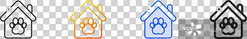 动物收容所图标（细线条渐变蓝色）图片素材