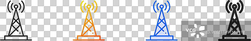 细线性渐变蓝色描边天线图标图片素材