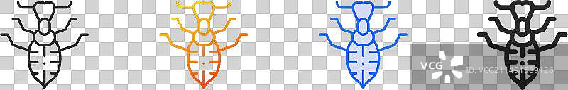 蚁蛉图标细线性渐变蓝色描边图片素材
