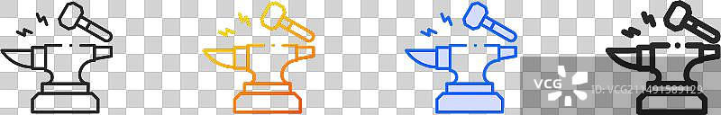 铁砧线性渐变蓝色描边图标图片素材