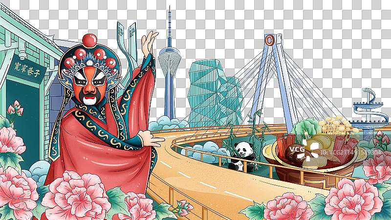 成都城市印象插画图片素材