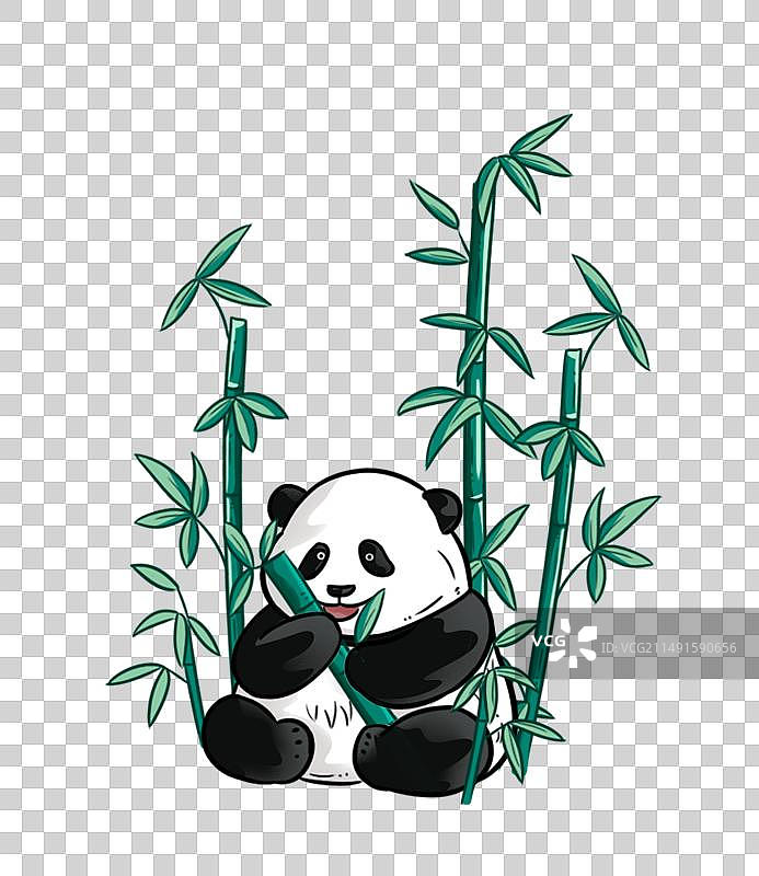 一只熊猫在吃竹子图片素材