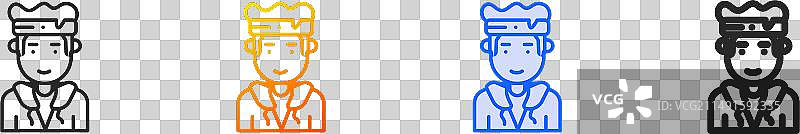 运动员线性图标（蓝色渐变描边）图片素材