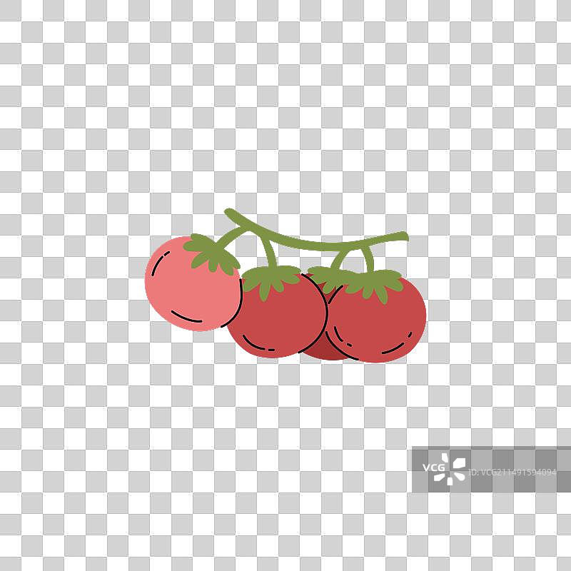 卡通风格的红色樱桃番茄图片素材