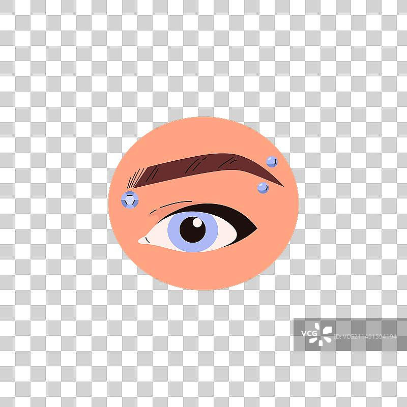 眉钉穿孔演示圆形扁平图标图片素材