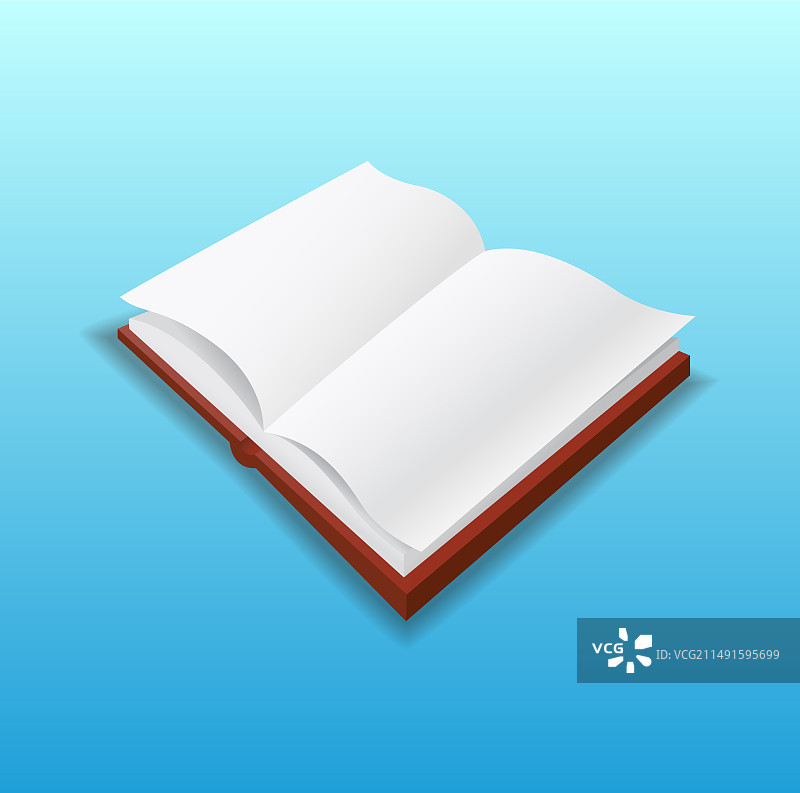 蓝色背景上的打开的书本图片素材