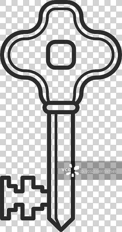 门钥匙线性图标主人访问符号图片素材