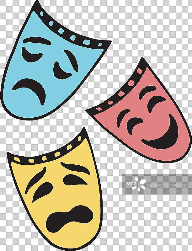 悲剧喜剧面具剧院符号涂鸦图片素材