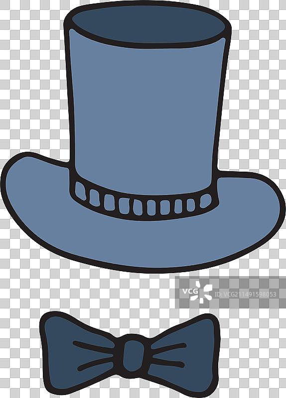 高顶礼帽和蝴蝶结彩色图图片素材