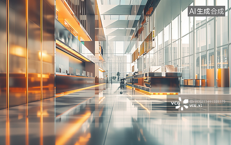 【AI数字艺术】公司大楼大堂内部环境图片素材