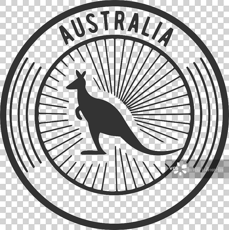 澳大利亚黑色袋鼠圆形标签图片素材