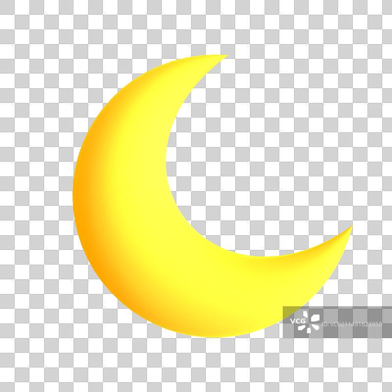 3D渲染的弯弯的月亮元素图片素材